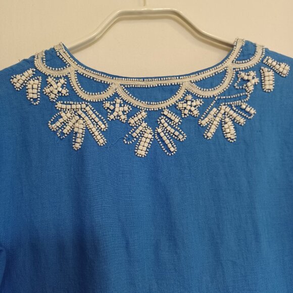 Lilly Pulitzer 100% Linen Beaded Tunic - Picture 4 of 10